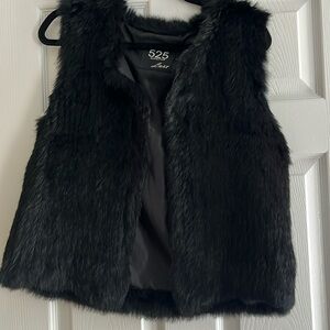 525 America Luxe Black rabbit fur vest